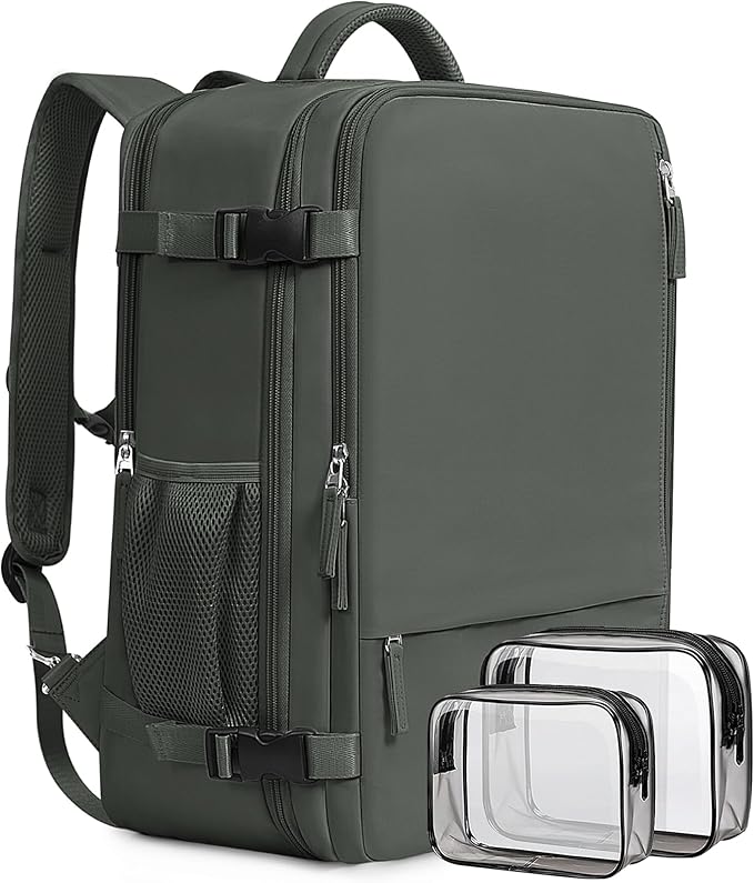 Beraliy Travel Backpack for Men Women, Carry On Backpack, 16 Inch Laptop Backpack, Waterproof Hiking Backpack, Casual Outdoor Daypack College Bag, Olive-green