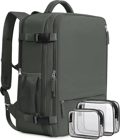 Beraliy Travel Backpack for Men Women, Carry On Backpack, 16 Inch Laptop Backpack, Waterproof Hiking Backpack, Casual Outdoor Daypack College Bag, Olive-green