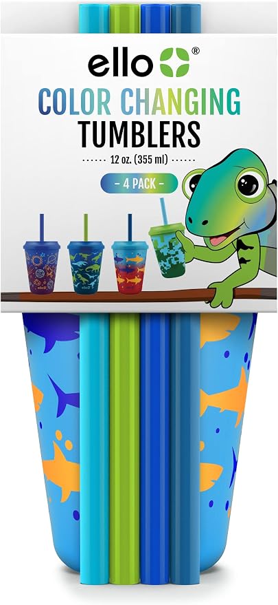Ello 12oz Kids Plastic Reusable Color Changing Cups