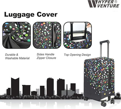 HYPER VENTURE Washable Luggage Cover - Fashion Suitcase Protector Fits 23-26 Inch Luggage (Color Dots, M)