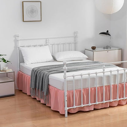 Bed Skirt King Size Ruffled Bed Skirt with Split Corners,18 Inch Drop Dust Ruffle Bed Skirt with Platform, 18 Inch, Blush, King Size