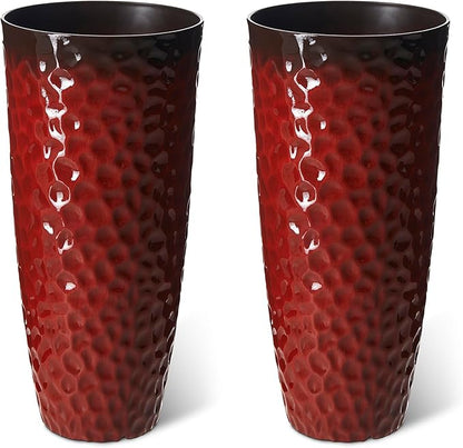 Glitzhome 31" H Large Plastic Tall Planters, Oversized Planters Flower Pots