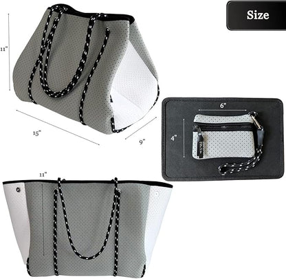Pole Tribe Neoprene Tote - Large Beach, Gym, Travel Bag & Wallet, Water-Resistant, Durable, Lightweight, Sailor Rope Design