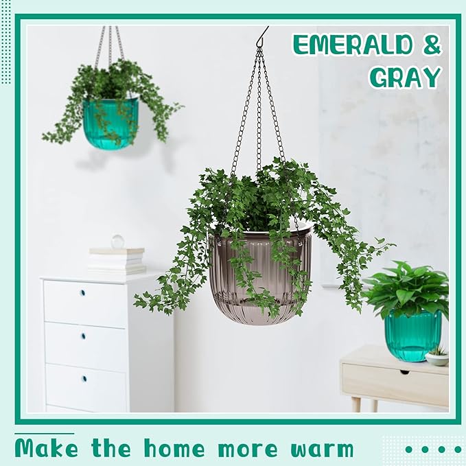 Meanplan 4 Pcs Self Watering Hanging Planter Indoor 6.5 Inch Hanging Baskets