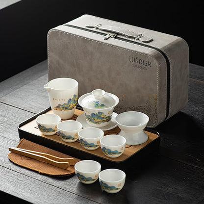 LURRIER Gongfu tea sets, Portable Ceramic TeaSet, Asian Tea sets