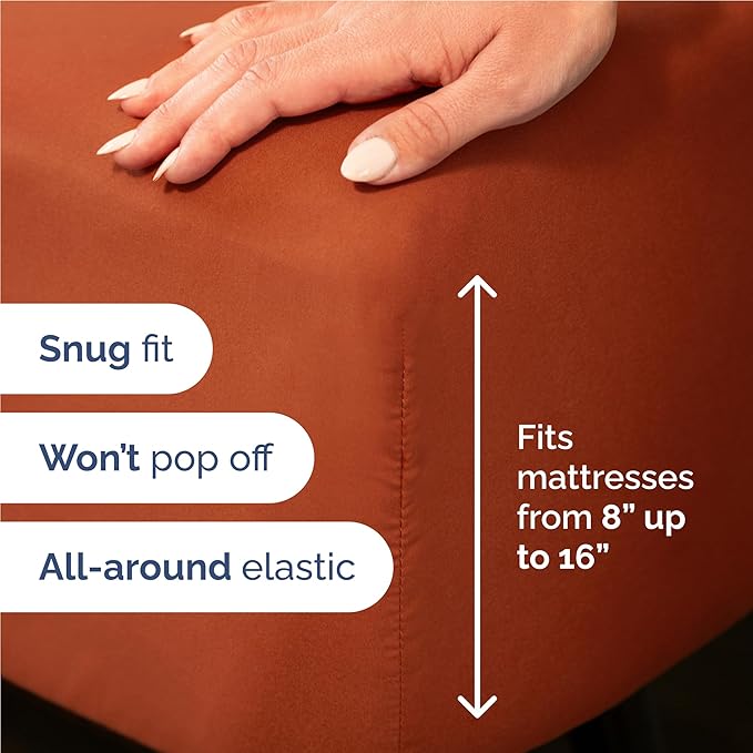 Full Size 4 Piece Sheet Set - Comfy Breathable & Cooling Bed Sheets Set - Hotel Luxury Bedding for Women, Men, Kids, Teens, Boys & Girls - Deep Pockets, Soft and Wrinkle Free - Oeko-Tex - Terracotta