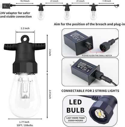 Outdoor String Lights 100FT, Patio Lights