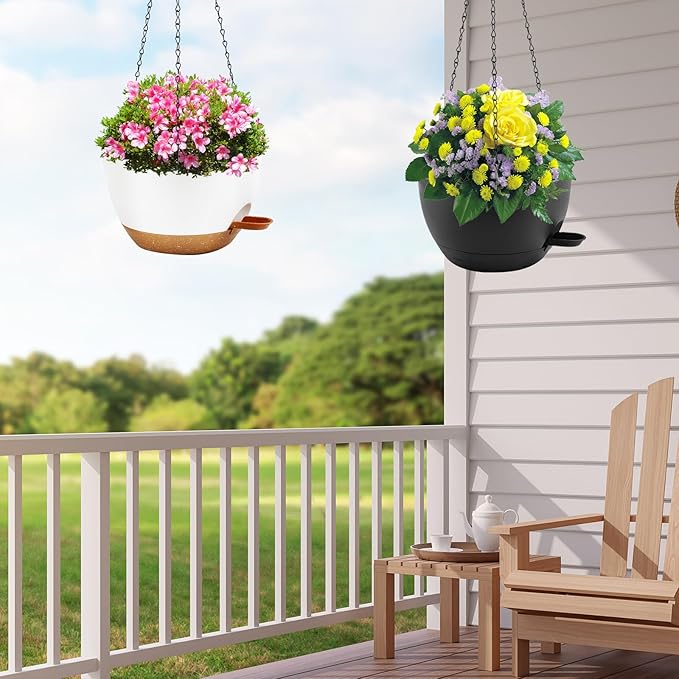 10 inch Hanging Planters for Indoor Plants, 3 Pack Self-Watering Hanging