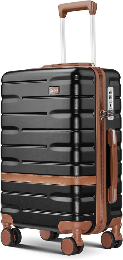 Carry On Luggage Sets,20 Inch Carry-on Suitcase with Spinner Wheels,PC+ABS Lightweight Hardshell with TSA lock,Airline Approved YKK Zippers (black)