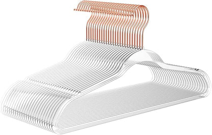 Premium Clear Invisible Acrylic Hangers,Crystal Plastic Hangers,Clear Hangers 50 Pack Ultra Slim & Space Saving Suit Hangers for Coats, Pants & Dress Clothes