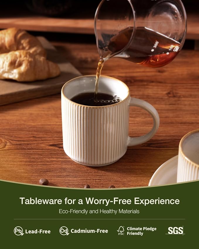 famiware Coffee Mug Set for 8, Star 12 oz Catering Mugs Cup Set