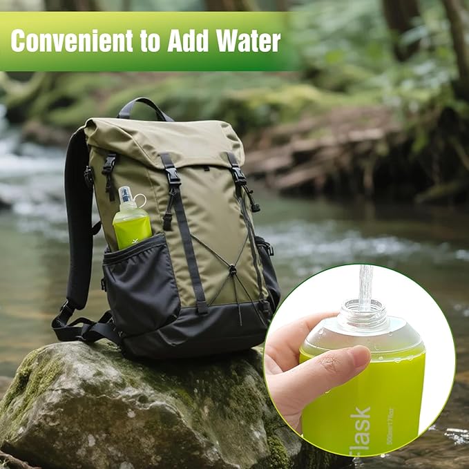 AXEN Soft Flask TPU Foldable Running Hydration Flask, Soft Collapsible Water Bottle for Hydration Pack Cycling Marathon Running Hiking