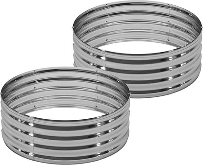 2PCS 3x3x1FT Galvanized Raised Garden Bed Kit, Vegetable Boxes-Round Metal