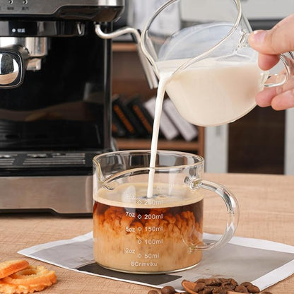 BCnmviku Espresso Cup Measuring Cup Triple Pitcher Milk Cup 250ML/8.5OZ