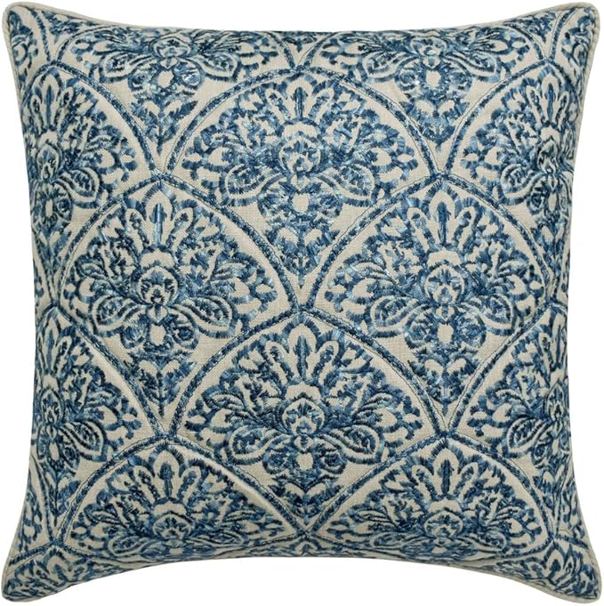 The HomeCentric King/Queen/Twin Blue Designer Queen 74"x18" Bed Runner with 2 Pillow Cover, Embroidery, Quilted Bed Scarf on Cotton Fabric - Farzeen Blue