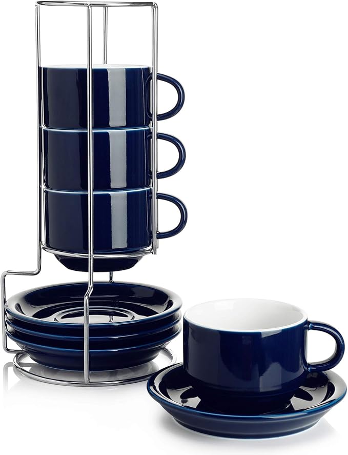 Sweese 8 Ounce Porcelain Stackable Cappuccino Cups