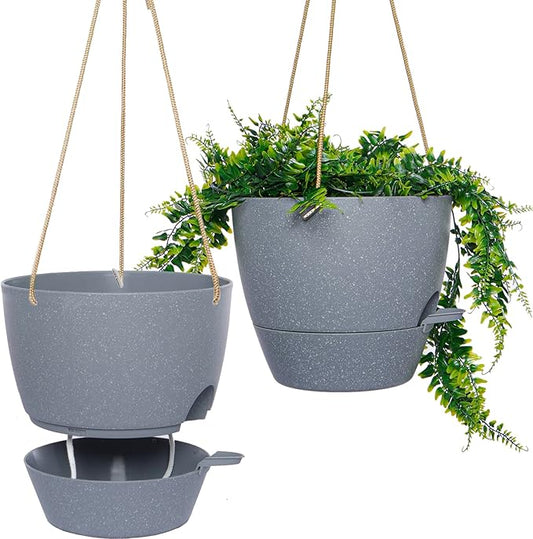 10 Inch Self Watering Hanging Pots, 2 Pack Hanging Planters