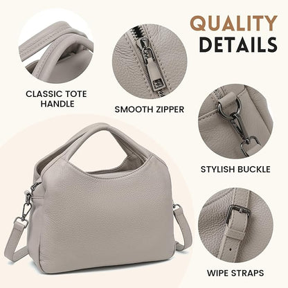 KOGTLA Genuine Leather Purses for Women, Crossbody Shoulder Bags with Top-Handle, Tote Satchel Handbags