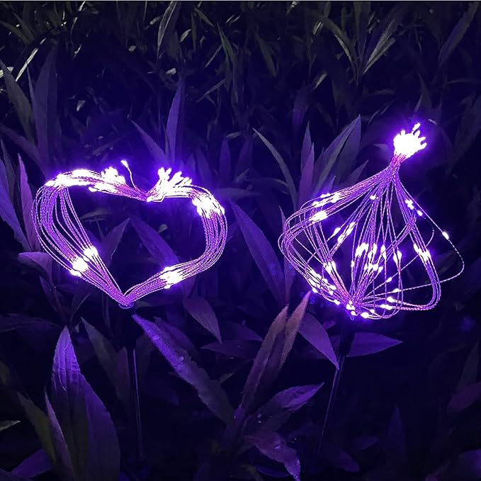 JJGoo Solar Firework Lights, 2 Pack 120 LEDs 2 Lighting Modes Solar Garden