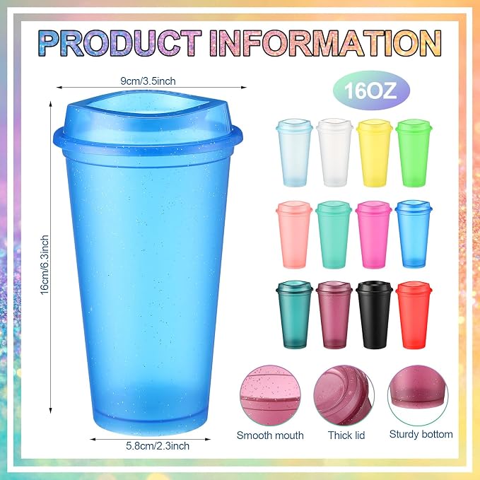 Honeydak 45 Pack 16 oz Reusable Coffee Cups