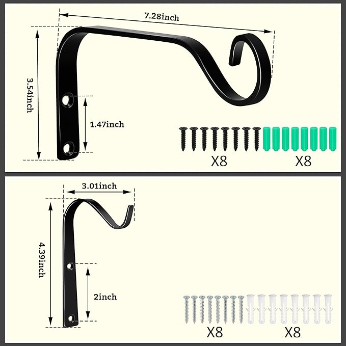 4pcs Wall Mounted Plant Hanger, Indoor/Outdoor Decorative Hook