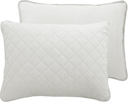 Easy-Going Full/Queen Size Reversible Quilt Set with 1 Quilt and 2 Pillow Shams, Soft Bed Quilt Cover, Water Resistant Lightweight Microfiber Bedspread, Stain Resistant, Ivory/Ivory