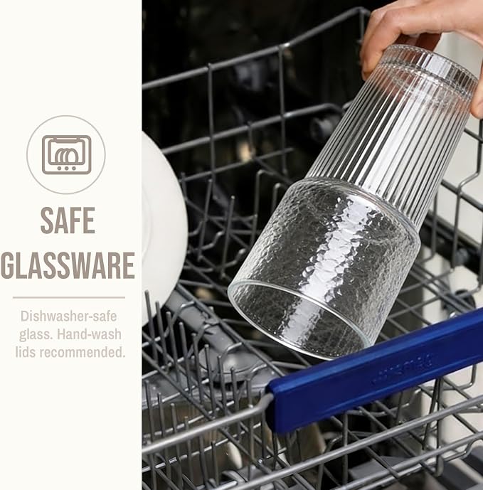SoulTimes 20oz Wave Ribbed & Wavy Glass Tumbler