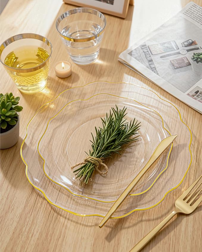 bUCLA 180PCS Clear Plastic Plates