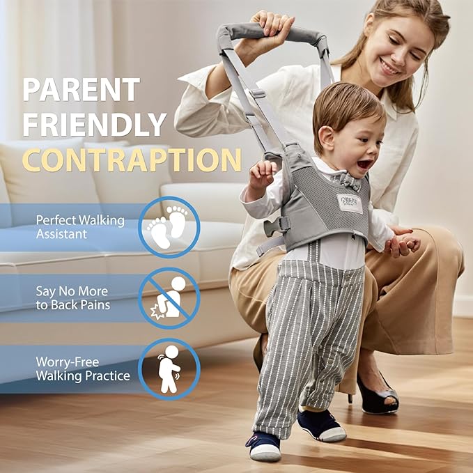 Baby Walking Harness-Handheld Assistant Belt- Toddler Infant Walking Aid for Trainer & Support 7-24 Month Old (summer-Gray-1817)