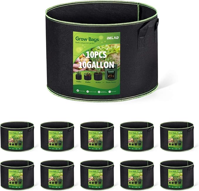Delxo 10 Gallon Grow Bags 10 Pack