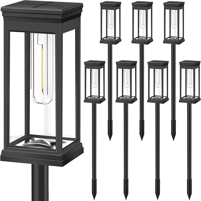 BesLowe Upgraded Solar Pathway Lights Outdoor, Super Bright Outside Lights