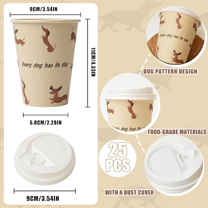 12 OZ 25 Pack Disposable Cups Paper Coffee Cups