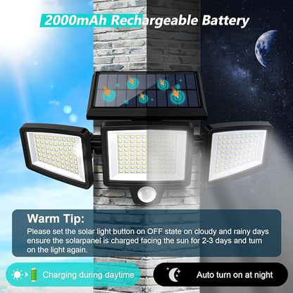 Tuffenough Solar Outdoor Lights 2500LM 210 LED Security Lights