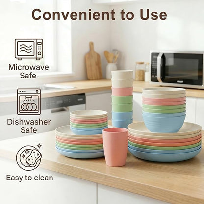 Plates and Bowls Sets 40 Piece, Wheat Straw Dinnerware Sets