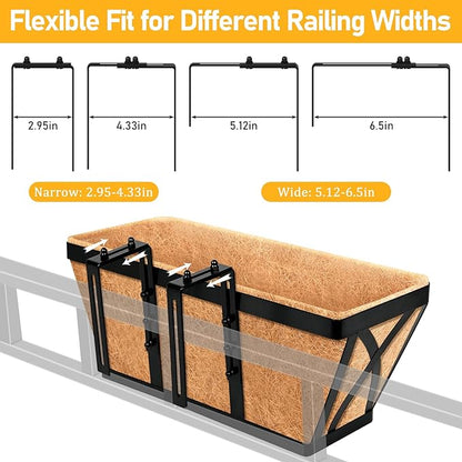 Riare 4 Pack 16 Inch Metal Railing Planter Window Box