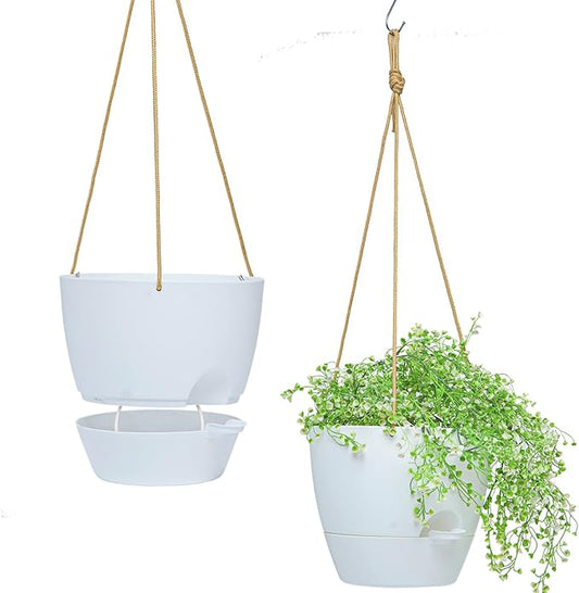 10 Inch Self Watering Hanging Pots, 2 Pack Hanging Planters