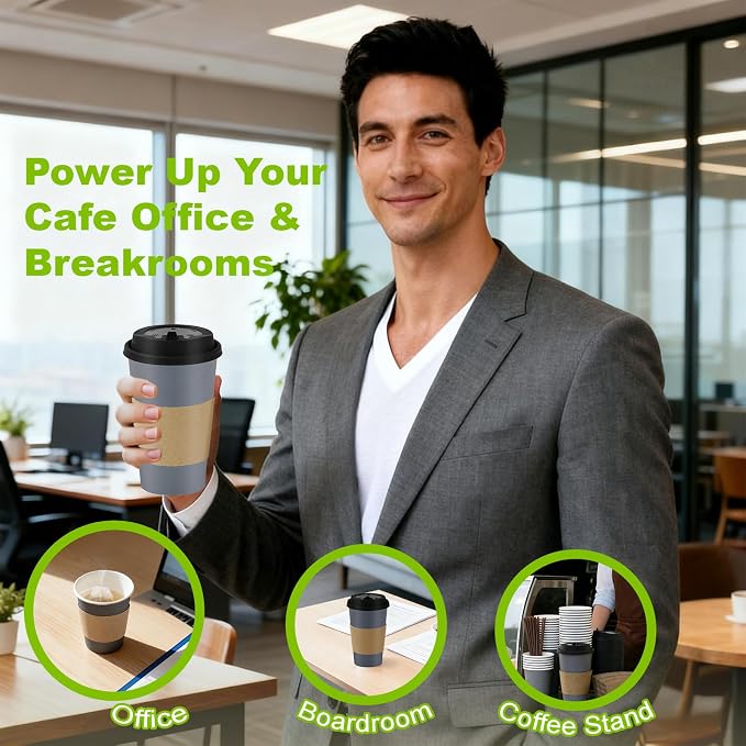 100 Pack 16 oz Disposable Coffee Cups