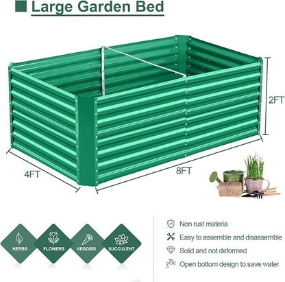 Land Guard 6×3×2 ft Galvanized Metal Raised Garden Bed, 2FT Deep Root Elevated