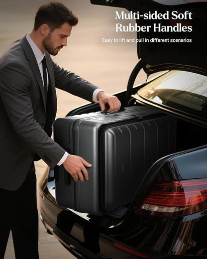Checked Luggage, 28 Inch Luggage with Spinner Wheels, Large Suitcase with Lightweight PC Hard Shell, Aluminum Frame, Top Opening, YKK Zipper, TSA Lock (Black, 1PC)