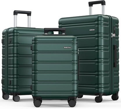 BEOW Luggage Sets 3 Piece For Men Women Expandable Hard Sided Suitcase Sets 3 Pcs With Durable Spinner Wheels Lightweight Zipper Luggage With TSA Lock Travel Luggage Set ArmyGreen 20/24/28 Inch
