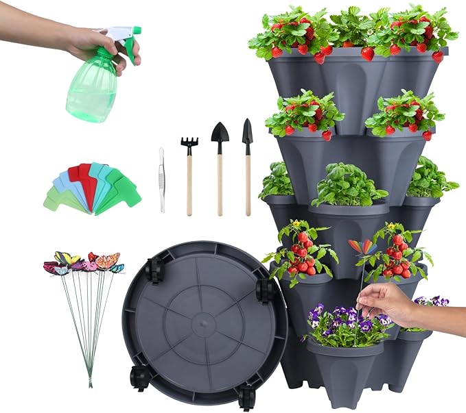 DUNCHATY Stackable Planter, Vertical Strawberry Planter