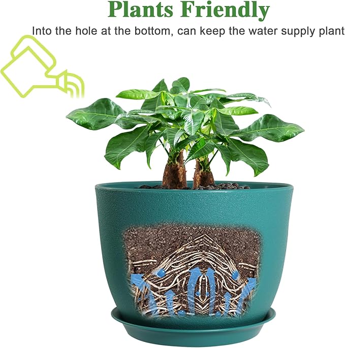 12inch Large Plant Pot, Modern Plastic Planter