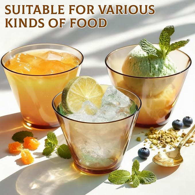 Glowserve 9 OZ Brown Disposable Plastic Cups Cocktail Cup 50 Pack | Fancy