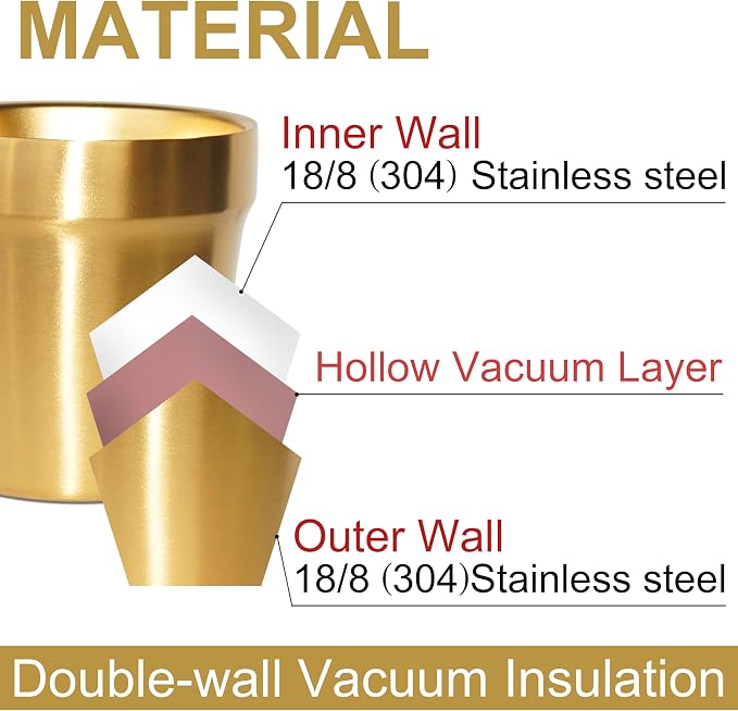 Youda 4-Pack 6oz Double Wall Insulated Stainless Steel Cups