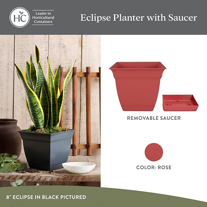 The HC Companies 12 Inch Eclipse Square Planter Pots