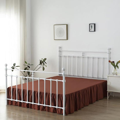 Bed Skirt Queen Size Ruffled Bed Skirt with Split Corners, 12 Inch Drop Dust Ruffle Bed Skirts with Platform, 12'' Queen, Rust