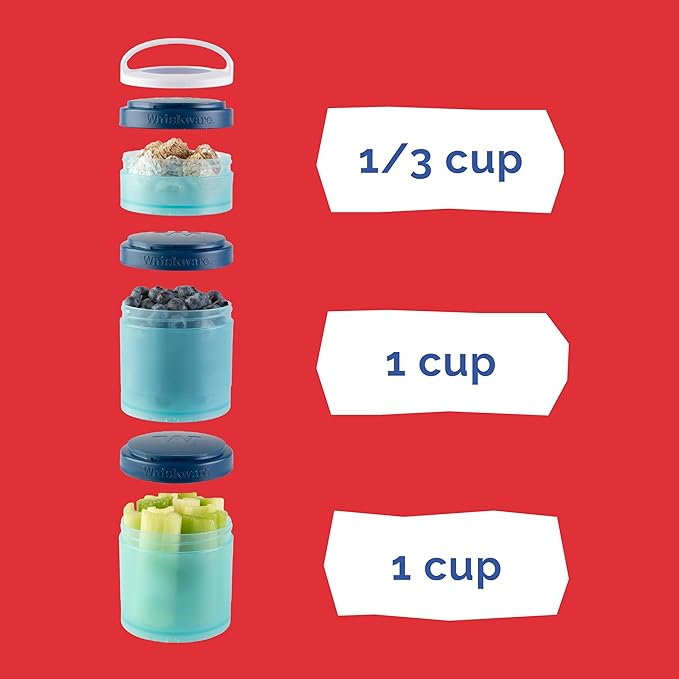 Whiskware Marvel Stackable Snack Containers for Babies, Kids, and Toddlers, 3 Stackable Snack Cups for School or Travel, Formula Friendly, Cupholder Friendly, Spider-Man