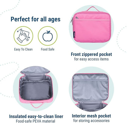 Wildkin Kids Insulated Lunch Box – Durable and Reusable for School & Travel - Flamingo Pink