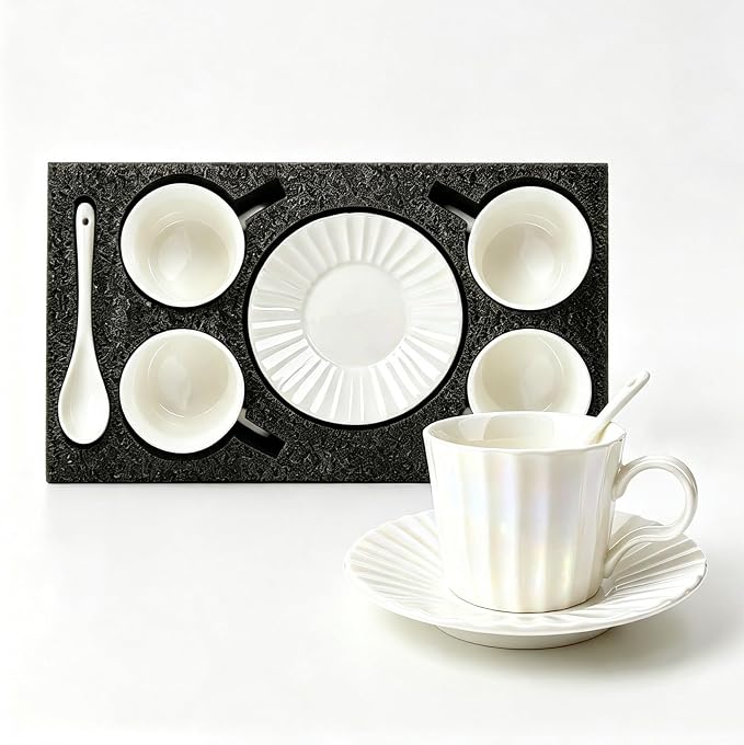 Ceramic Coffee Cup Set, 8 oz Cappuccino Cups