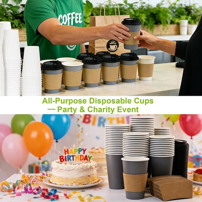 100 Pack 16 oz Disposable Coffee Cups